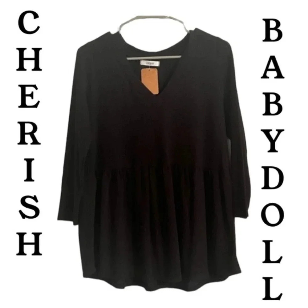 Cherish Black Babydoll‎ 3/4 Sleeve Top